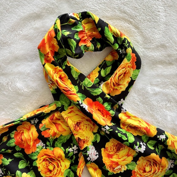 ZARA Black Floral Sleeveless Twist Halter Neck Bodysuit--M - Picture 9 of 16